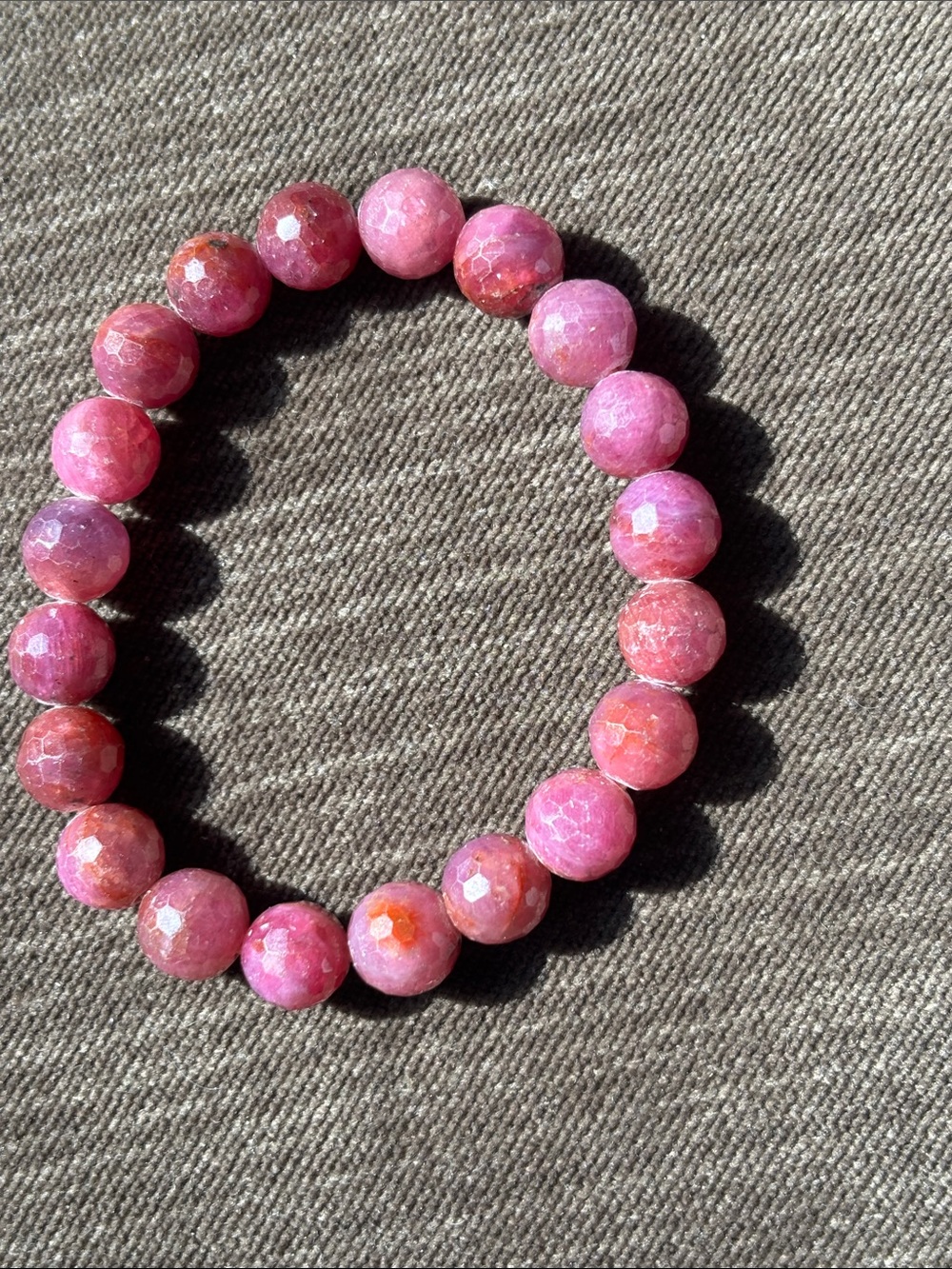 Real faceted RUBY Bead Bracelet (stretch/elastic) Fine Jewelry 6”-8” inch TESTED